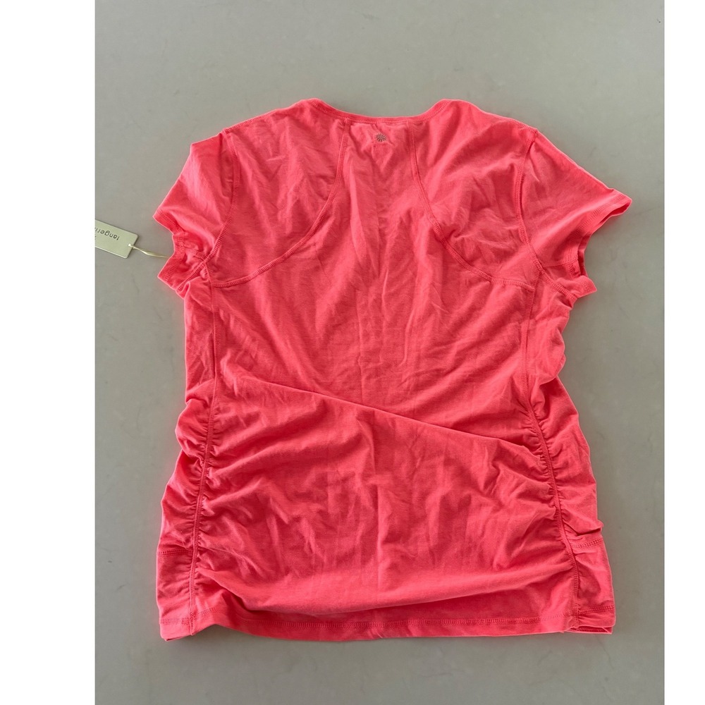 Tangerine Womens XXL Coral Pink Ruched Side V-Neck Activewear T-Shirt NWT - Picture 2 of 5